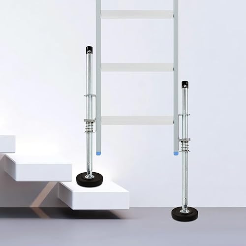 BEAMNOVA 2Pcs/Set 20" Adjustable Ladder Leveler, Retractable Threaded Anti-Slip Base Ladder Steel Fittings Support Feet Balance Feet