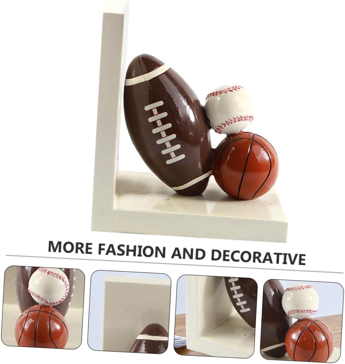 Ipetboom Creative Rugby Bookend Decorative Book Supports for Home Office Library Fun Cartoon Style Resin Craft Organizer for Bookshelf Stylish Sports Shelf Decor