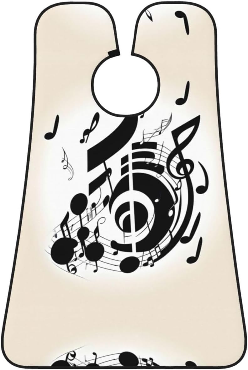 Music Note Print Beard Bib Apron For Men, Beard Hair Catcher For Men Shaving Trimming,Beard Cape Cloth, Black