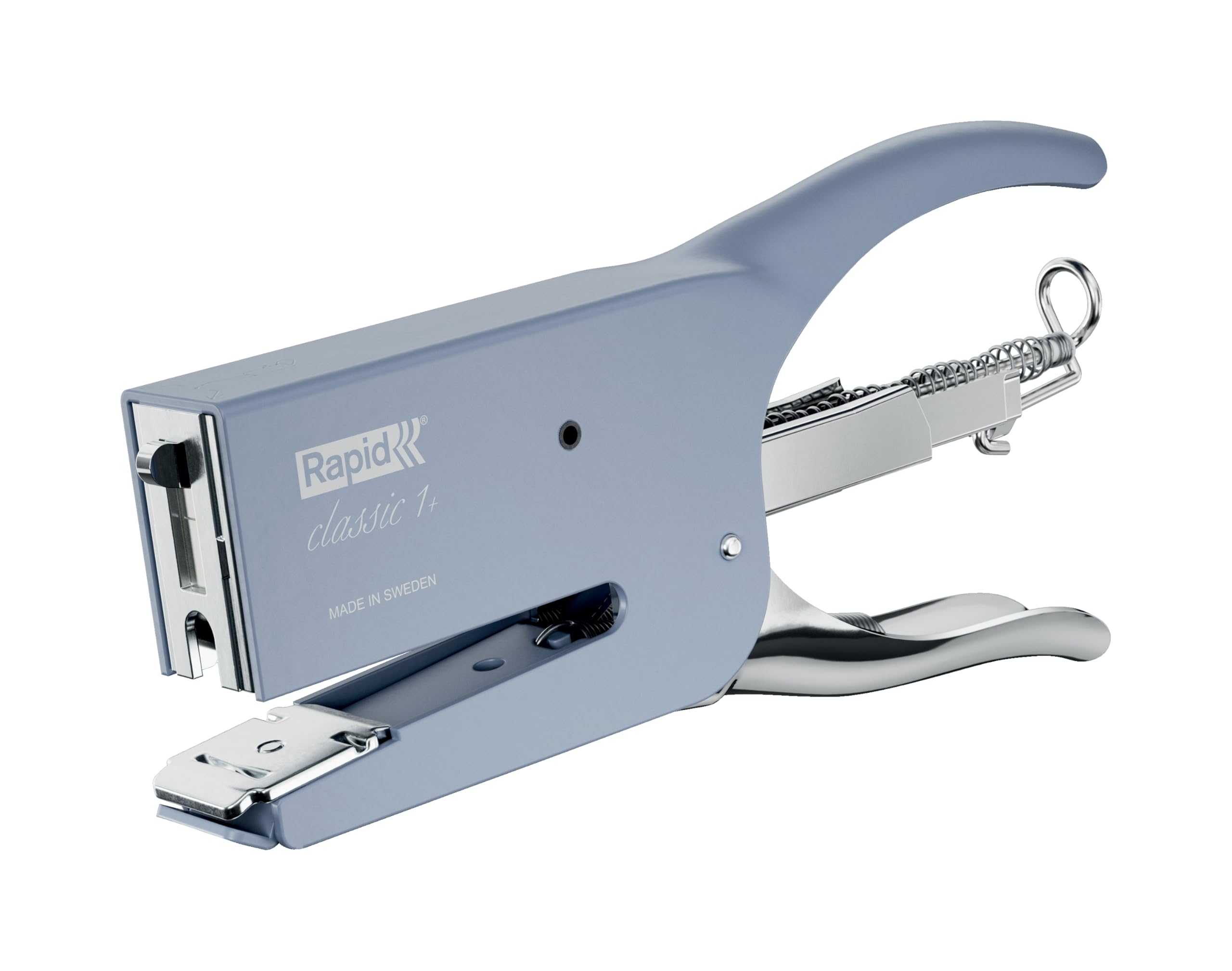 Rapid 5000497 - Grapadora Tenaza Classic K1+ Para Grapas Nº 24 (24/6 Y 24/8+), Yunque Ajustable, Carga Trasera, ClimatePartner, Oficina Hogar DIY Retail, Azul
