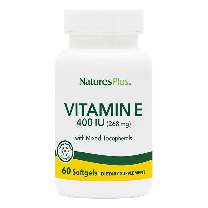 NaturesPlus Vitamina E (tocoferóis mistos) 400 UI — 60 cápsulas gelatinosas