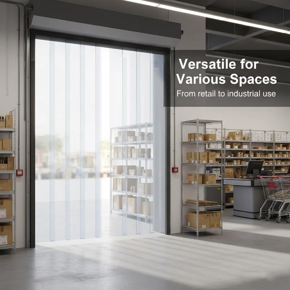 Rideau À Lanières En PVC Pour Porte, Rideaux De Remplacement Vinyle Pour Portes Chambres Froides Et Congélateurs, Isolation Thermique Industrielle Pour D'entrepôts(165x230cm)