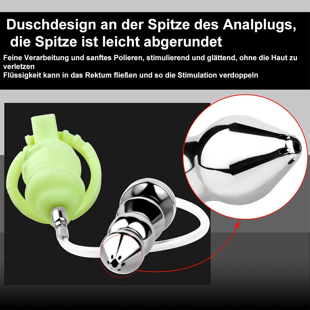 Peniskäfig Harz Keuschheitskäfig Herren Extrem Chastity Cage mit Katheter Penis Plug, Analplug und Penisring Verstellbar Keuschheitsgürtel SM Bondage Fetisch Sexspielzeug (Käfig M+Analplug L)