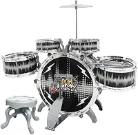 Bateria Infantil Rock Party Preta, DM Toys