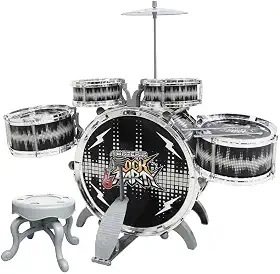 Bateria Infantil Rock Party Preta, DM Toys