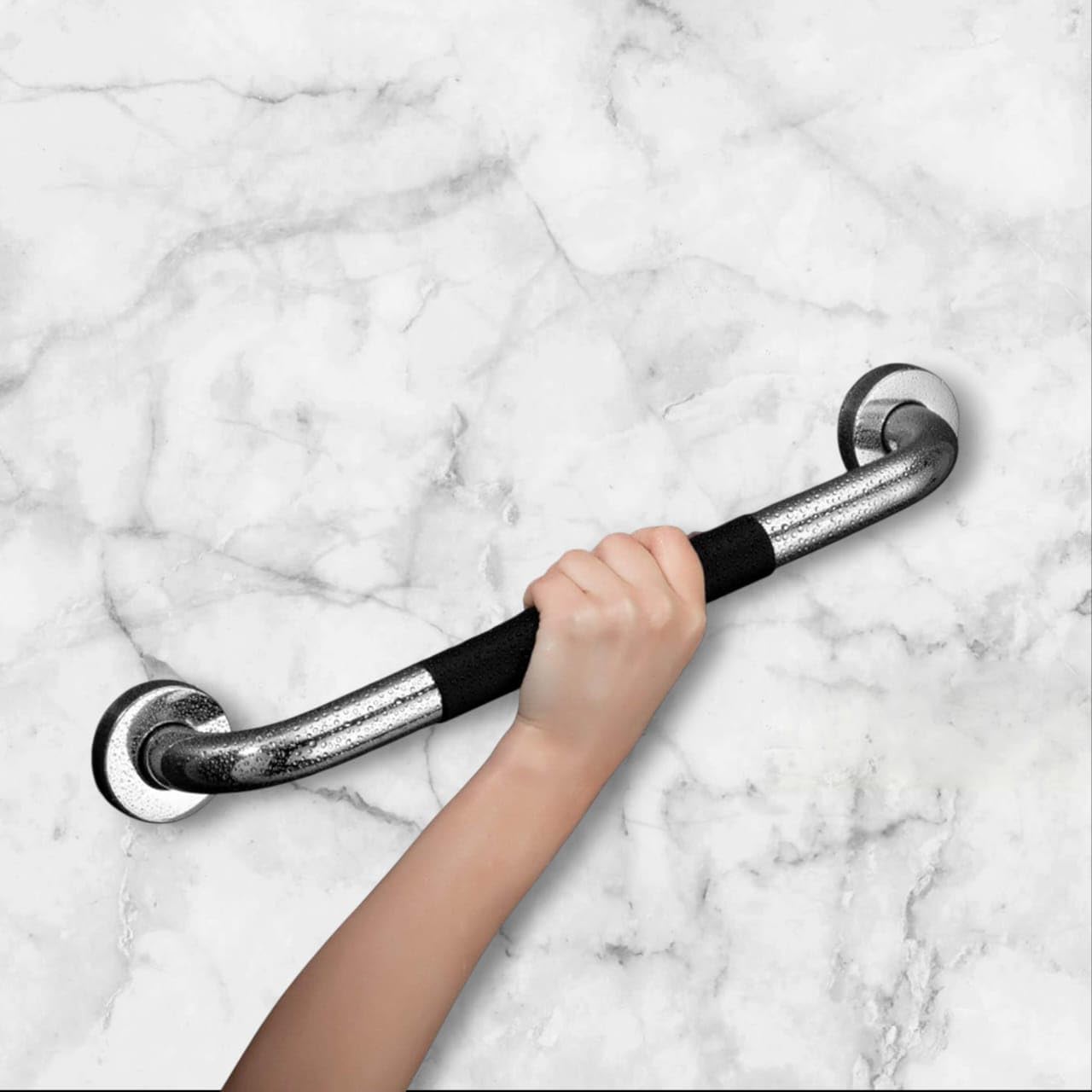 MONIT Stainless Steel Grab Bar for Toilet with Grip/Anti-Slip Handle for Bathroom Support - Pack of 1 (Chrome & Black)-image-44