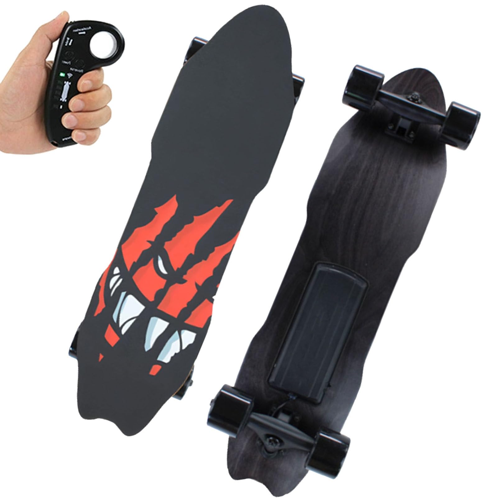 Skateboard électrique avec télécommande, Longboard étanche pour Les trajets Domicile-Travail, en érable 7 Plis, autonomie de 15 km, Vitesse maximale de 25 km/h, pour débutants, Adolescents D
