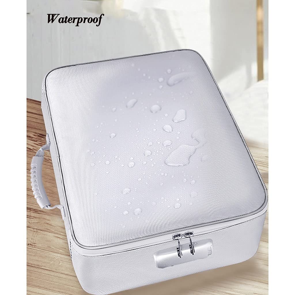 Bolsa de Documentos Duradero, documento Seguro Impermeable Impermeable, Bolsa de Organizador de Archivos, Dinero, Espacio de Almacenamiento Grande de múltiples Capas y Cerradura de contraseña