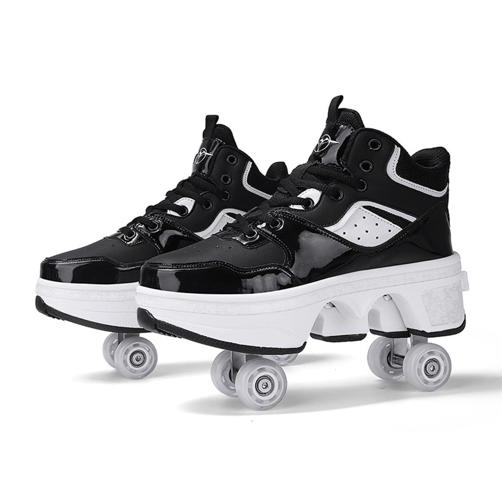Patins à roulettes, Chaussures avec Roues, Bottes de Patins à roulettes Adultes, Chaussures de Skateboard Techniques pour Les Sports de Plein air,44