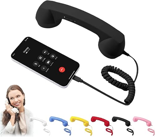 Retro Phone Handset,2026New Type-C Handset for Cell Phone,Landline Handle Receiver Wired Handsets, for Cell Mobile Video Conferencing, Calls,