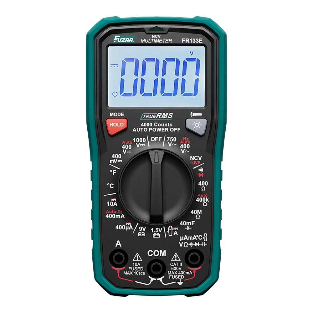 Zaawansowany multimetr cyfrowy FR133E, True RMS, napięcie AC/DC 1000 V, cęgi 600 A (1 mV=1 A), pojemność 40000 µF, częstotliwość 40 kHz, NCV, lampa błyskowa LED