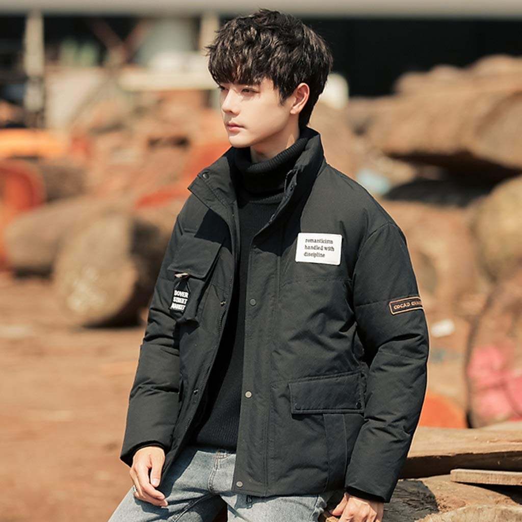 Men's Winter Down Jacket Short Thick Warm Stand-up Collar Korean