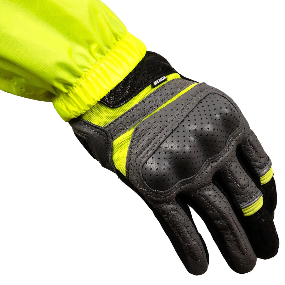 Rynox Unisex Adult H2Go Pro 3 Rain Standard Length Jacket I 15000mm Waterproof Nylon Shell | Motorcycle Riding Rain Jacket | Heat Sealed Seams | Drycore WR Zippers - Hi-Viz Green, 2XL - Image 9 thumbnail
