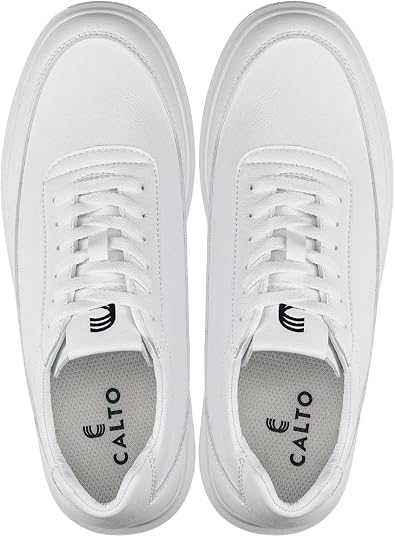 CALTO Men's Invisible Height Increasing Elevator Shoes - Ultra Light-Weight Lace-up Knitted Sporty Walker - 2.8 Inches Taller