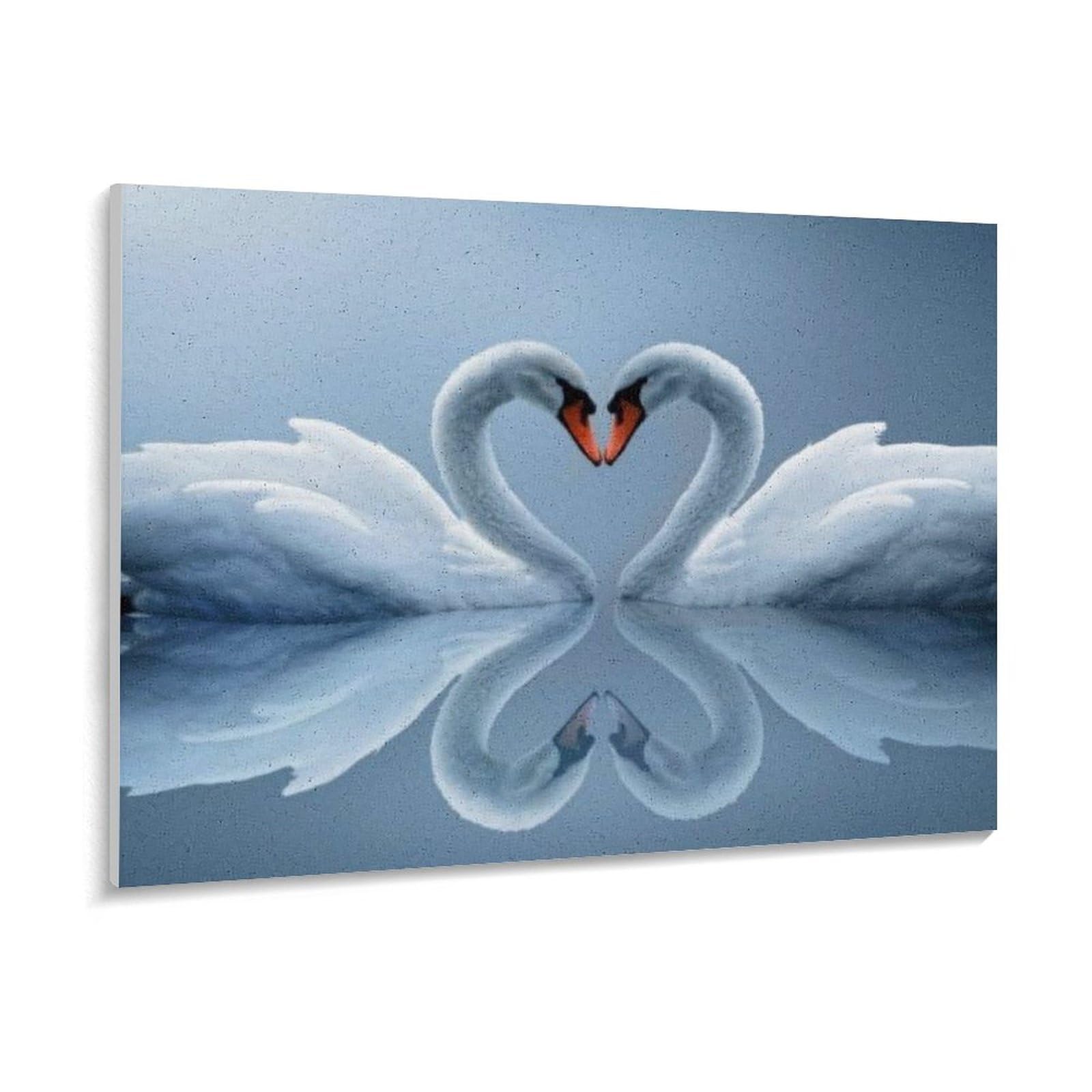 Amazon | ハートを形成する2羽の白鳥 数字油絵 可愛くて夢のような