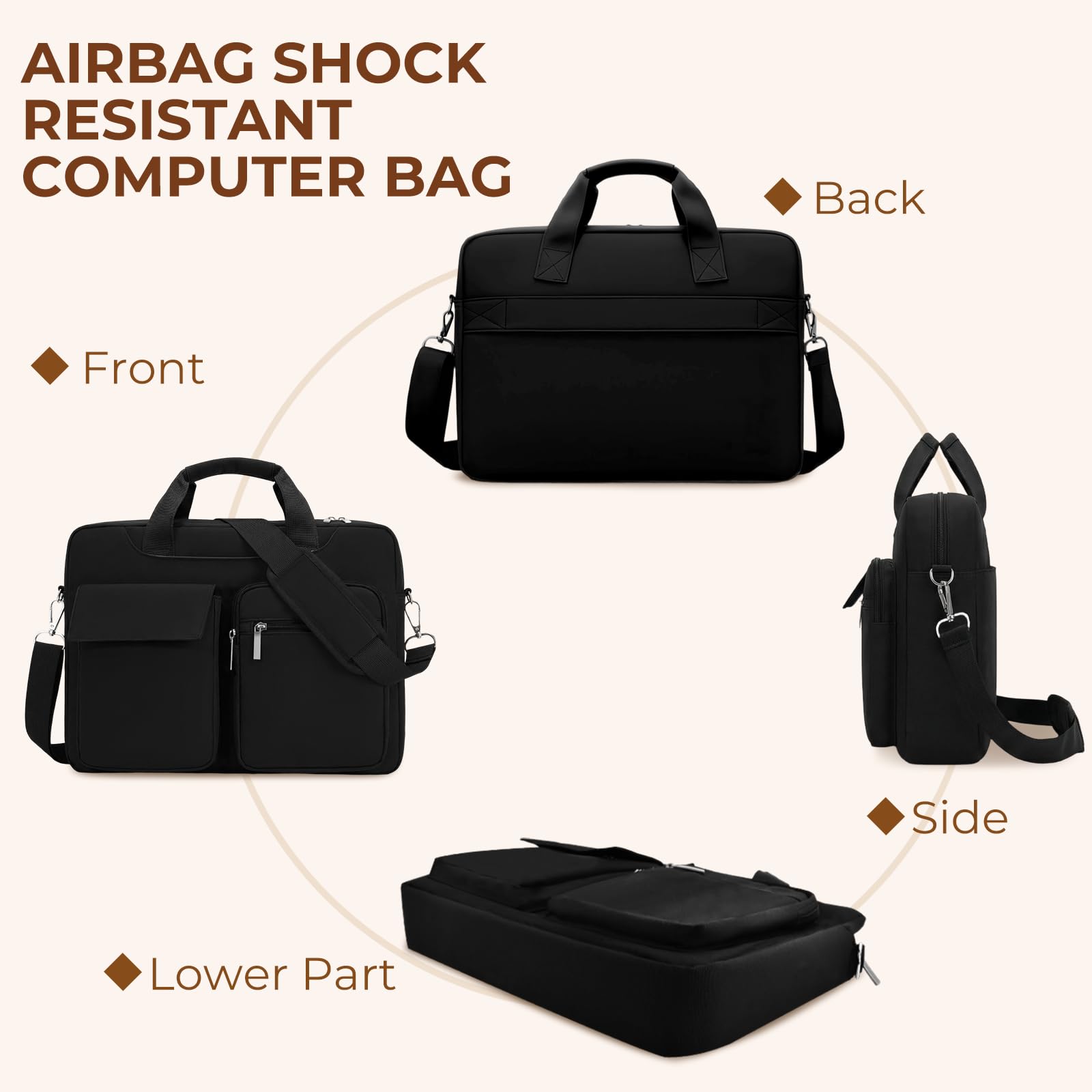 Bolsa para Portátil 15-16,1 Pulgadas, Maletín para Portátil, Maletín de Profesora, Bolso de Oficina, Bolsa de Mensajero de Hombre, Impermeable Bolso de Unisex Adulto para Oficina Trabajo