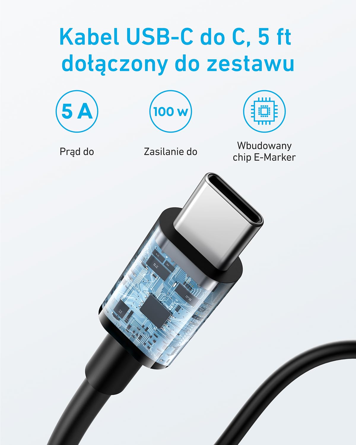 Ładowarka USB-C 67 W, Anker 335 wysokowydajny zasilacz z PIQ 3.0, 3-portowa szybka ładowarka, ładowarka PD do iPhone 16/15/14, MacBook Pro, iPad, Galaxy (kabel USB-C na USB-C w zestawie)