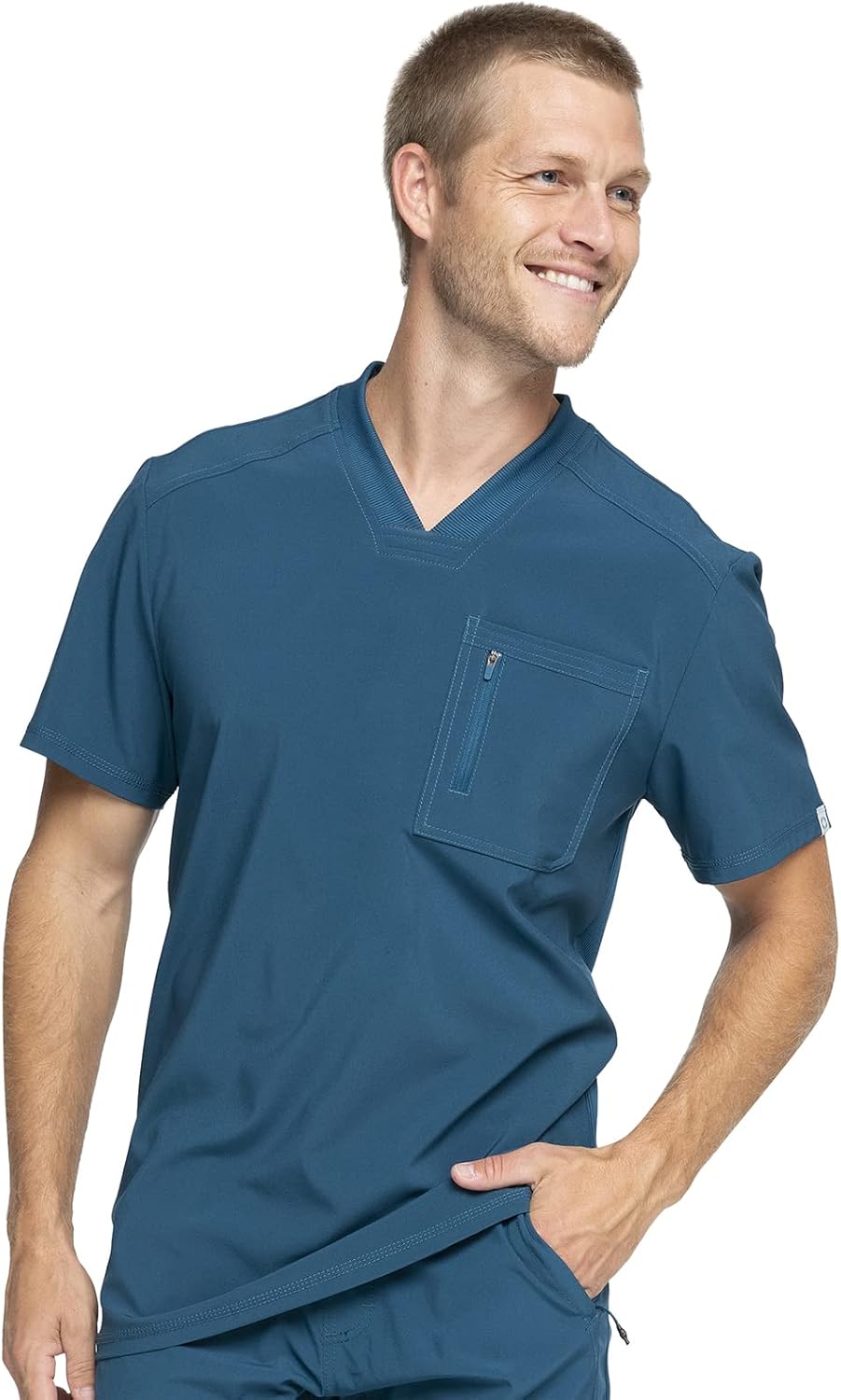 Infinity Men's Tuckable V-Neck Scrub Top CK910A with Mid Rise Jogger Scrub Pants CK004A