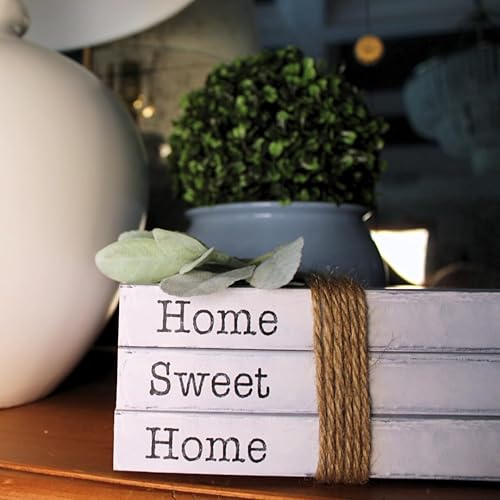 Miniatura 8 de TenXVI Designs Libros blancos decorativos, juego de 3 libros apilados para el hogar, decoración rústica de granja para sujetalibros decorativos,