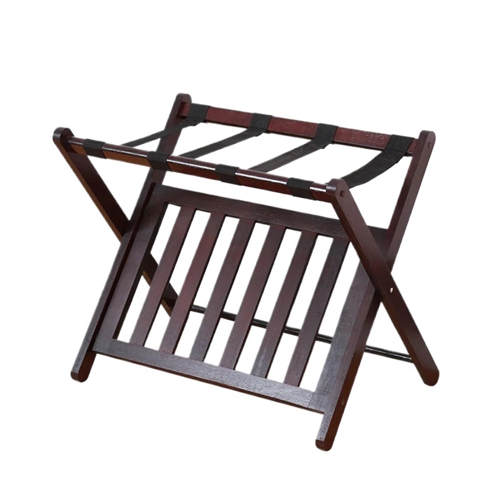 YShiuoL Luggage Rack Brown Folding Luggage Rack Suitcase Stand with Shoe Storage Shelf for Guest Room Bedroom Hotel