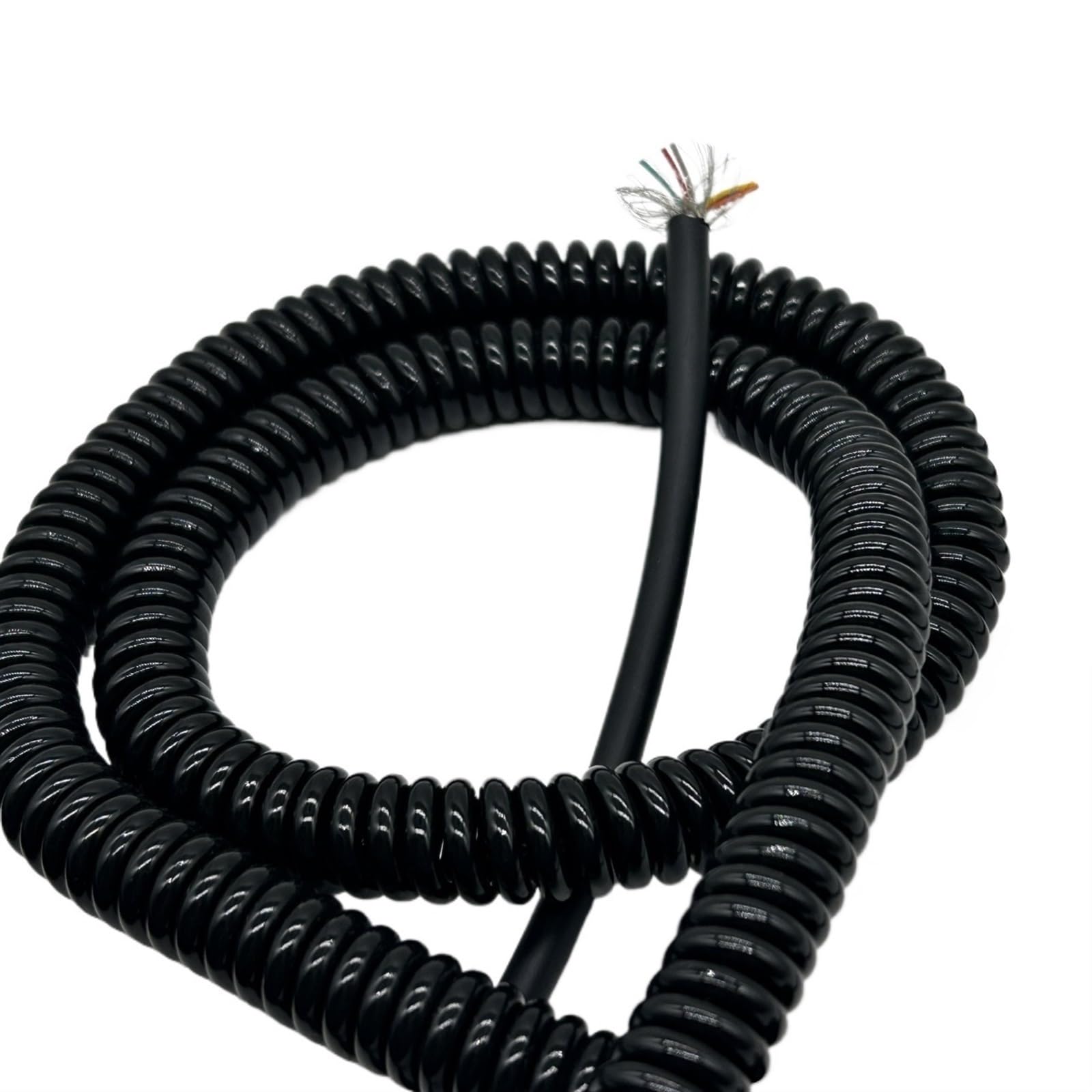 Cable para auricular de teléfono fijo Cable telescópico espiral de 10 núcleos, resorte negro estirable 18AWG, 1-15 metros(Stretch 4 meters)