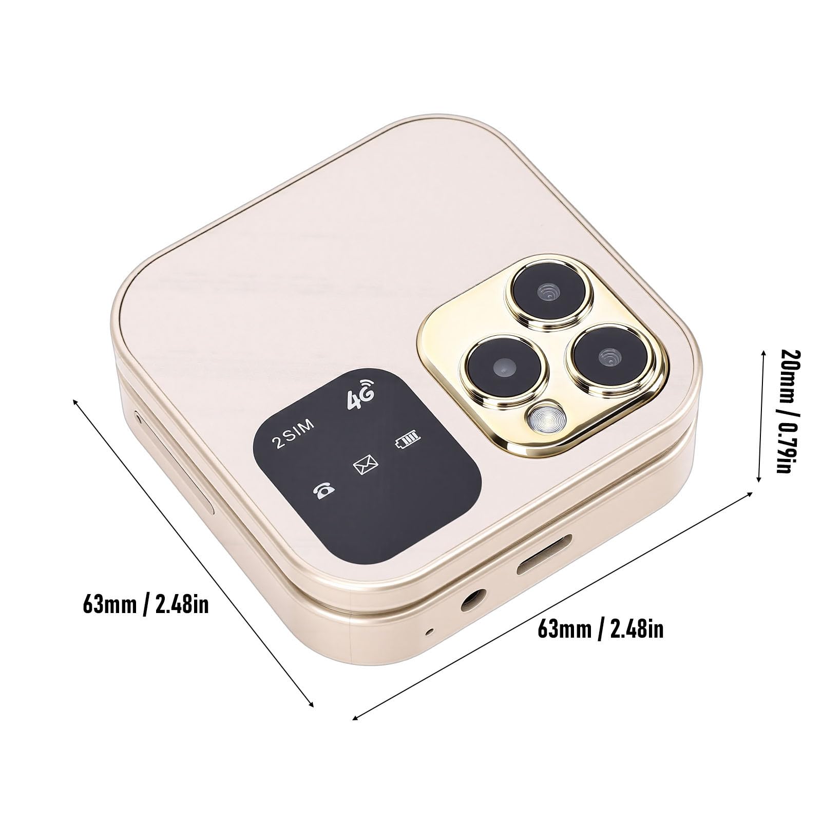 4G LTE Flip Phone, 1.77 Inch Screen Dual SIM Unlocked Senior Phone with MP3 FM High Volume Speaker, for Travel Work Sports Everyday Use (Gold) - 2