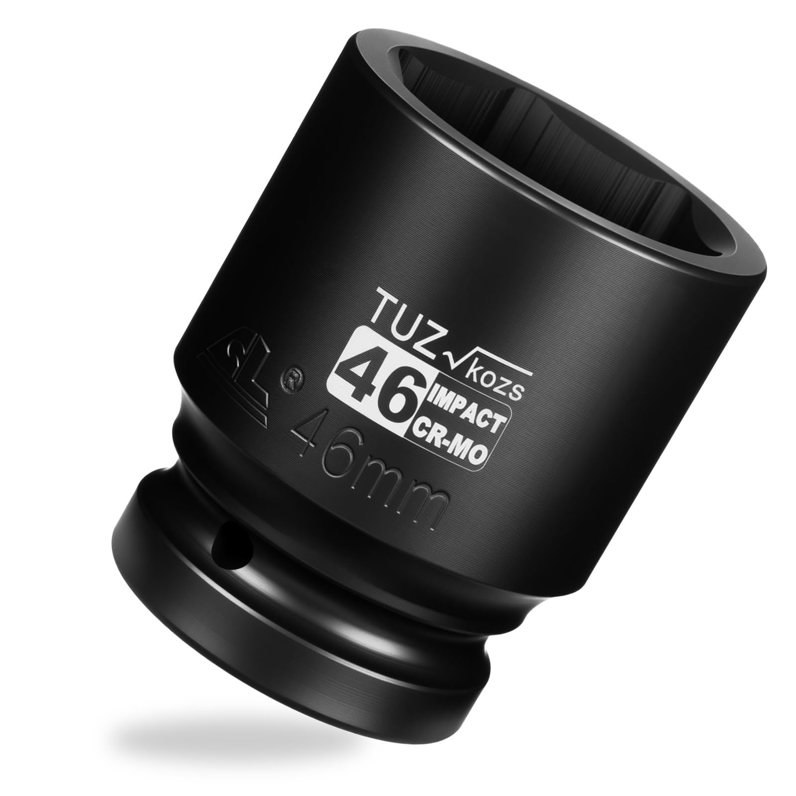 TUZkozs 1 Inch Drive 46mm Deep Metric Impact Socket,CR-MO,6 Point Radius Corner Design,Square Chamfered Opening,Axle Nut Impact Grade Socket for Easy