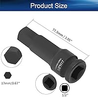 Vista 2 de Bettomshin Broca de impacto hexagonal, llave Allen de 1/2 pulgada, enchufe de impacto hexagonal de 0.669 in, acero Cr-Mo, destornillador hexagonal