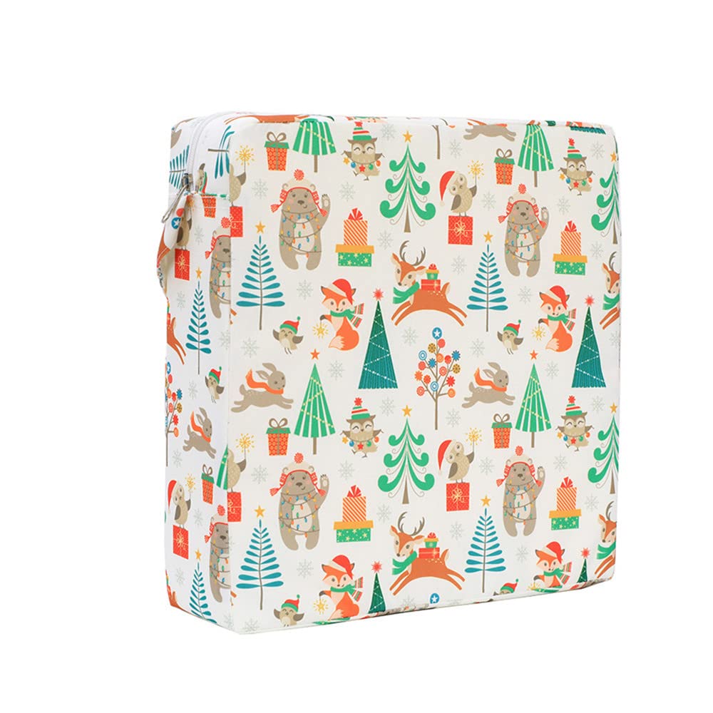 Chickwin Toddler Baby Booster Seat, Kid Infant Dining Chair Pads Washable Chair Increasing Cushion Child Dismountable Portable Travel Cushion with Adjustable Straps (32x32x8cm,Christmas Tree)