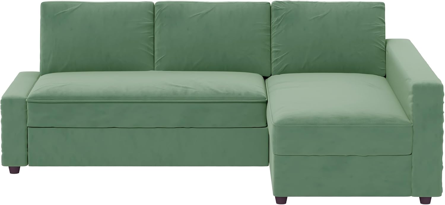 HomeTown Market Heavy Duty Velvet Friheten Sofa Cover Replacement Compatible with IKEA Friheten Sofa Bed Sleeper Sectional Corner Slipcover (Velvet Lighter Green Left)