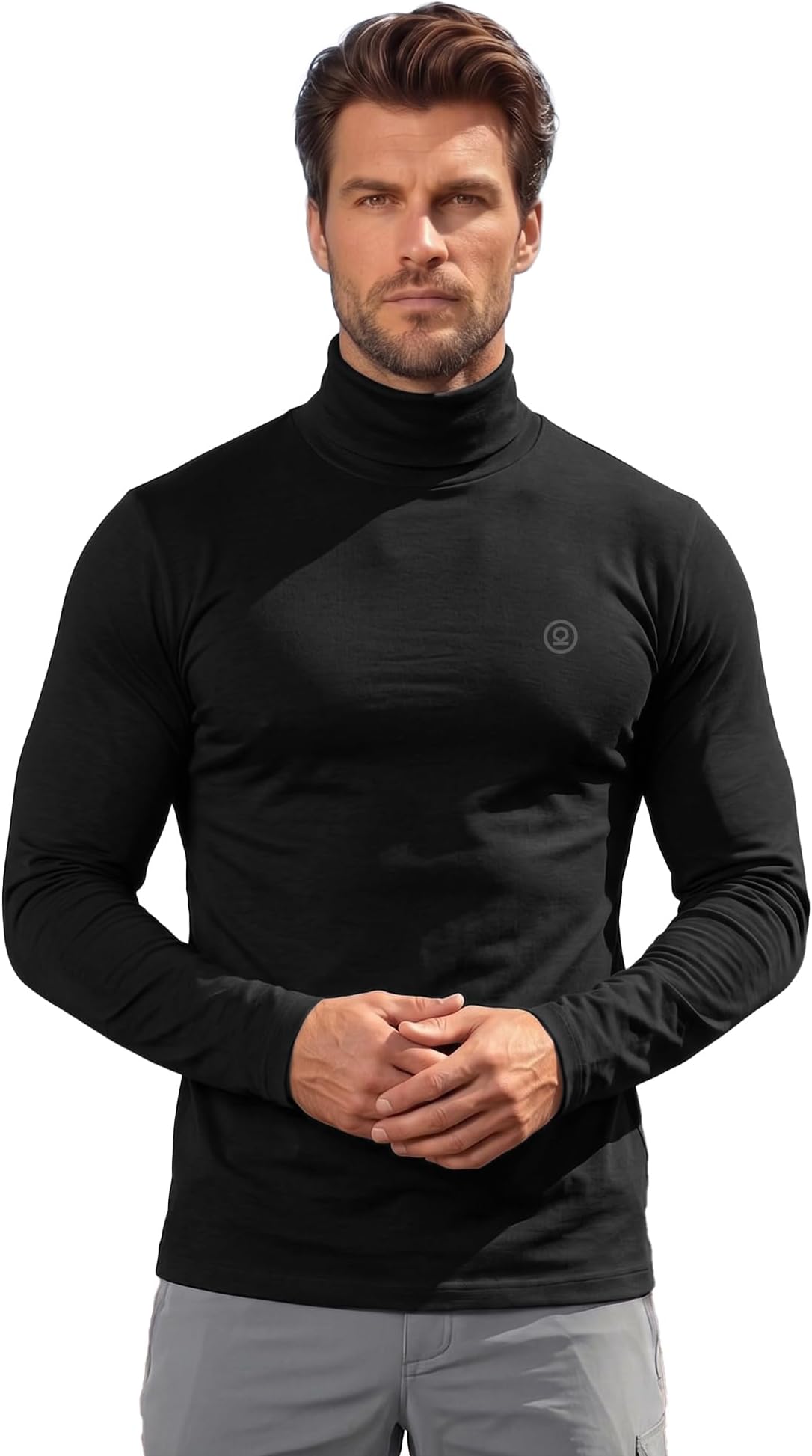 Winter Wear Cotton Plain Full Sleeve Turtle Neck Regular Fit T Shirt For Men