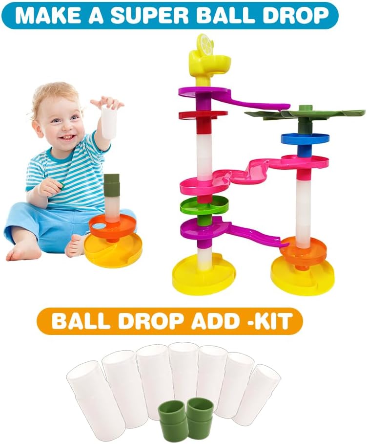 WEofferwhatYOUwant Ball Drop Spacers – 9-Piece Expansion Set for Marble Run Towers, Ramps & Tracks – STEM Building Toy Accessories for Toddlers, Kids, Preschool Learning & Montessori Play