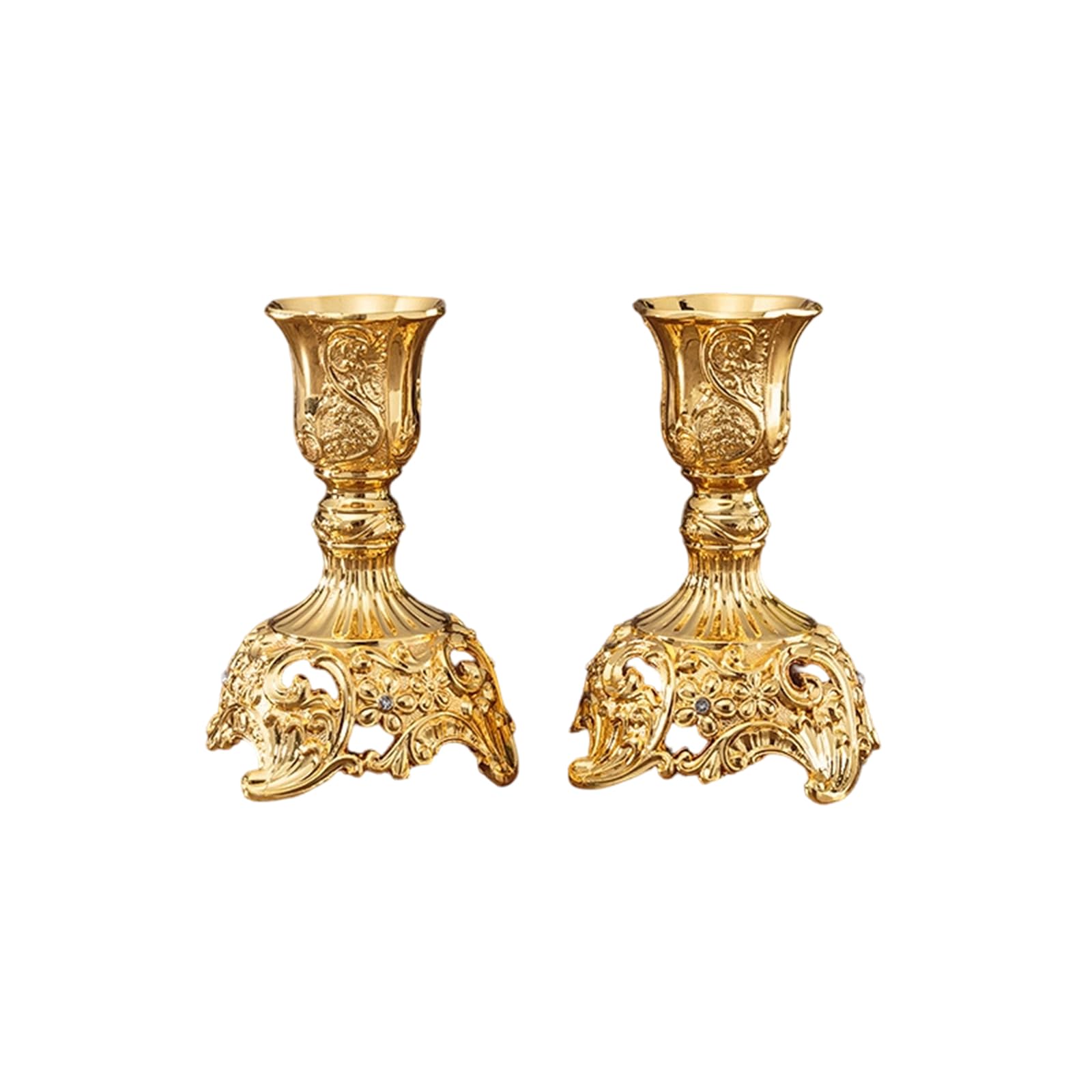Whoasyst 2Pcs Decorative Antique Embossing Taper Holders Metal Candlestick Candelabra for Wedding Table Centerpieces Decors Table Centerpiece Candlestick