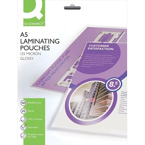 Q-Connect KF04112 153 x 216mm Gloss Laminating Pouches 125 µm A5 (Pack of 25)
