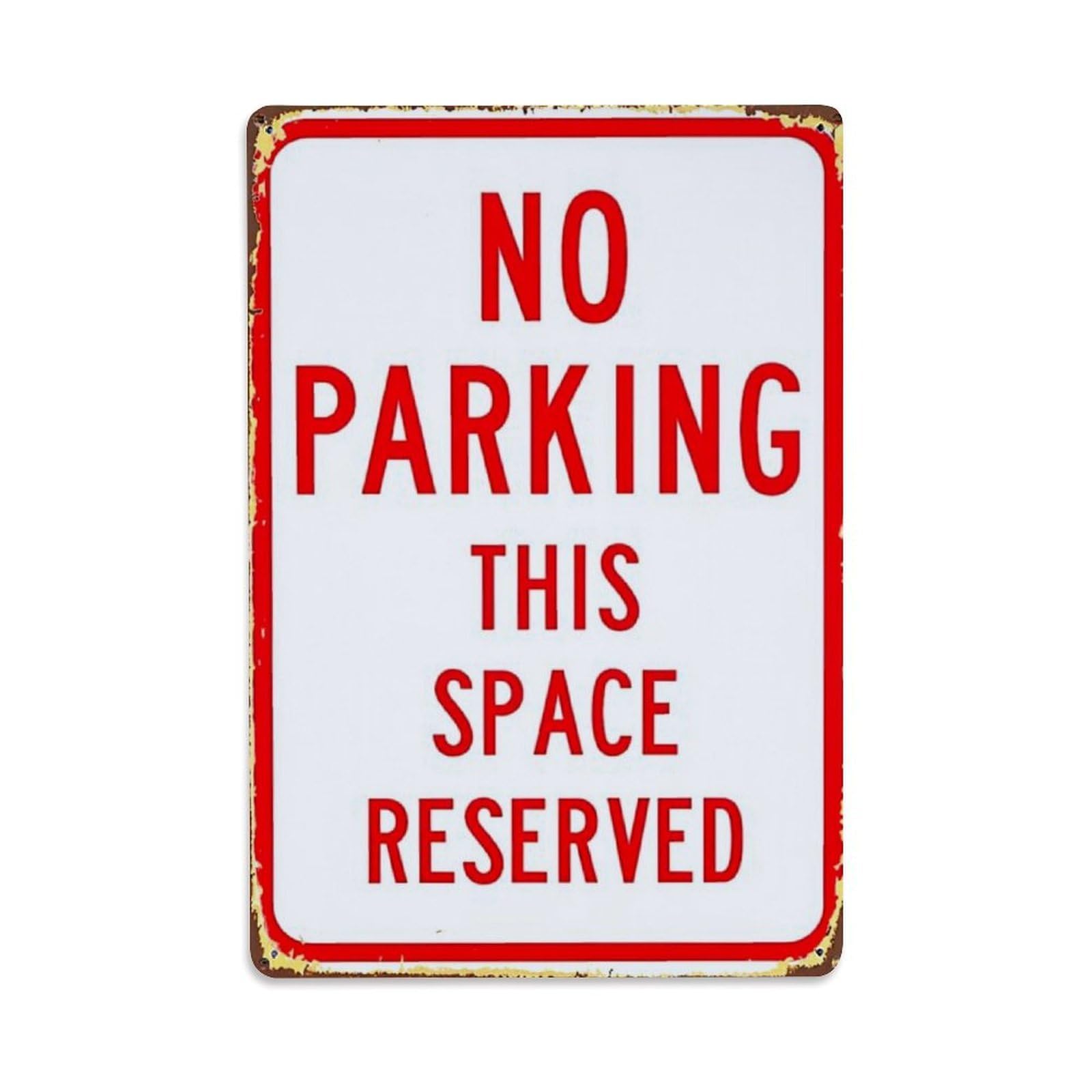 Jdfenggu Vintage No Parking This Space Reserved Retro Metal Tin Sign, Decor Art Poster For Bar, Home, Man Cave, Kitchen, Laundry Room Gift 8X12inch