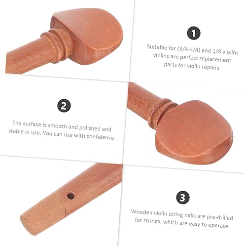 Miniatura 8 de Abaodam 8 Pcs Violin Tuners Violin Accessories Violin Tuning Pegs Violin Parts Crafts Supplies Wooden Violin Pegs Wood Crafts Tuning Pegs Tuning