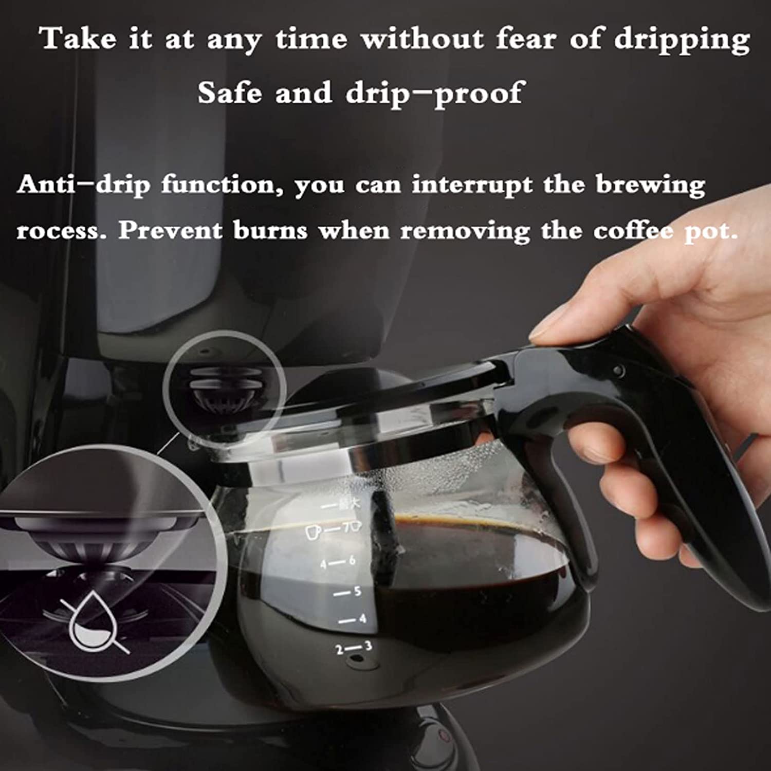 Macchina da caffè Macchina da caffè Completamente Automatica, Macchina da caffè Americano per Uso Domestico, capacità 600 ML, spegnimento Automatico in 30 Minuti, 210x172X270MM