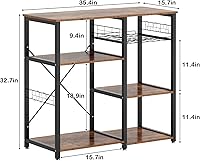 Vista 3 de soges 3-Tier Kitchen Baker's Rack Utility Microwave Oven Stand Storage Cart Workstation Shelf, Rustic Brown W5s-FG