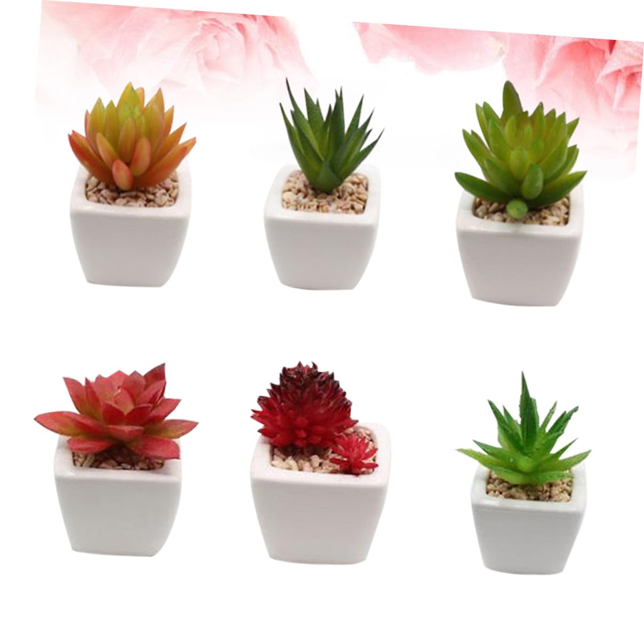Mipcase 6 Pièces Succulente Artificielle en Céramique Blanche Mini Bonsaï