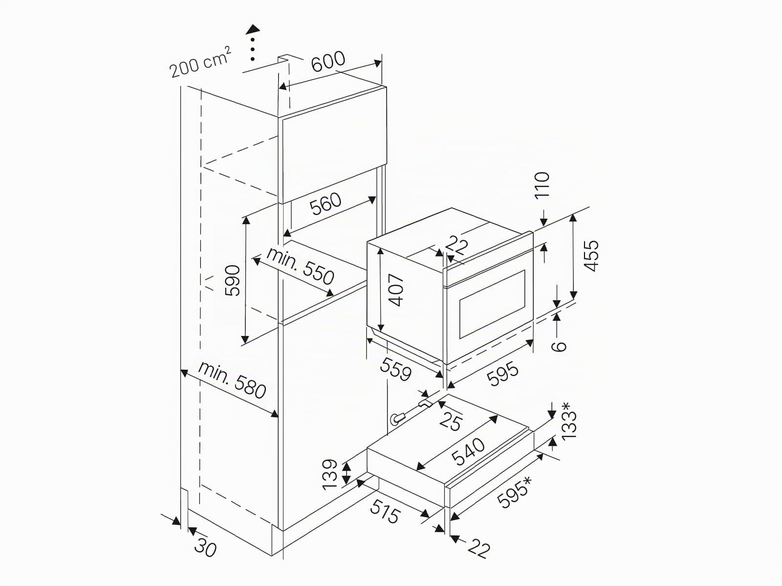 KÜPPERSBUSCH Wärmeschublade, Schwarz, Vollintegrierbar, Push&Pull-Öffnung, Induktion, 14 cm Höhe, 30-80°C Temperaturbereich