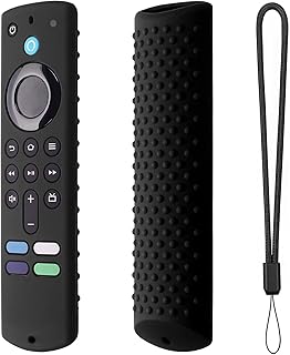 Capa para controle remoto Fire Stick, capa de substituição para Fire TV Stick 4K MAX/Alexa Voice Remote (3ª geração), capa protetora de silicone antiderrapante com cordão (preto)