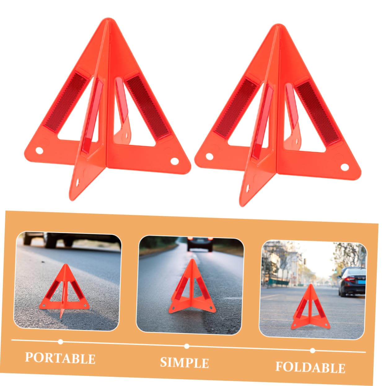 Gatuida Segnale di Avvertimento per Auto Triangoli di Sicurezza Kit di Sicurezza del Veicolo Triangolo di Avvertimento per Auto Triangoli Lungo La Strada Catarifrangenti per Il