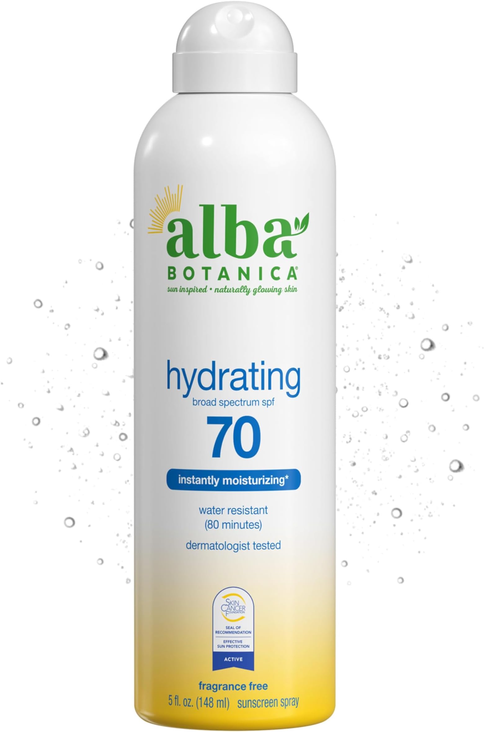 Hydrating Sunscreen Spray for Face and Body, Broad Spectrum SPF 70 Sunscreen, Water Resistant, 5 Fl. Oz. Bottle