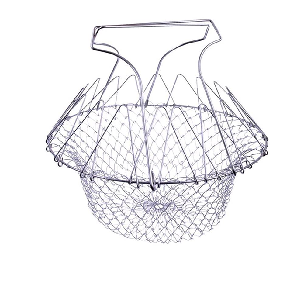 Enjuague de Vapor Plegable Fry Fry Chef Cesta Magic Cesta de Malla Cesta de Malla Cocina Neto Cocina Acero Inoxidable Colador de Herramientas de Cocina
