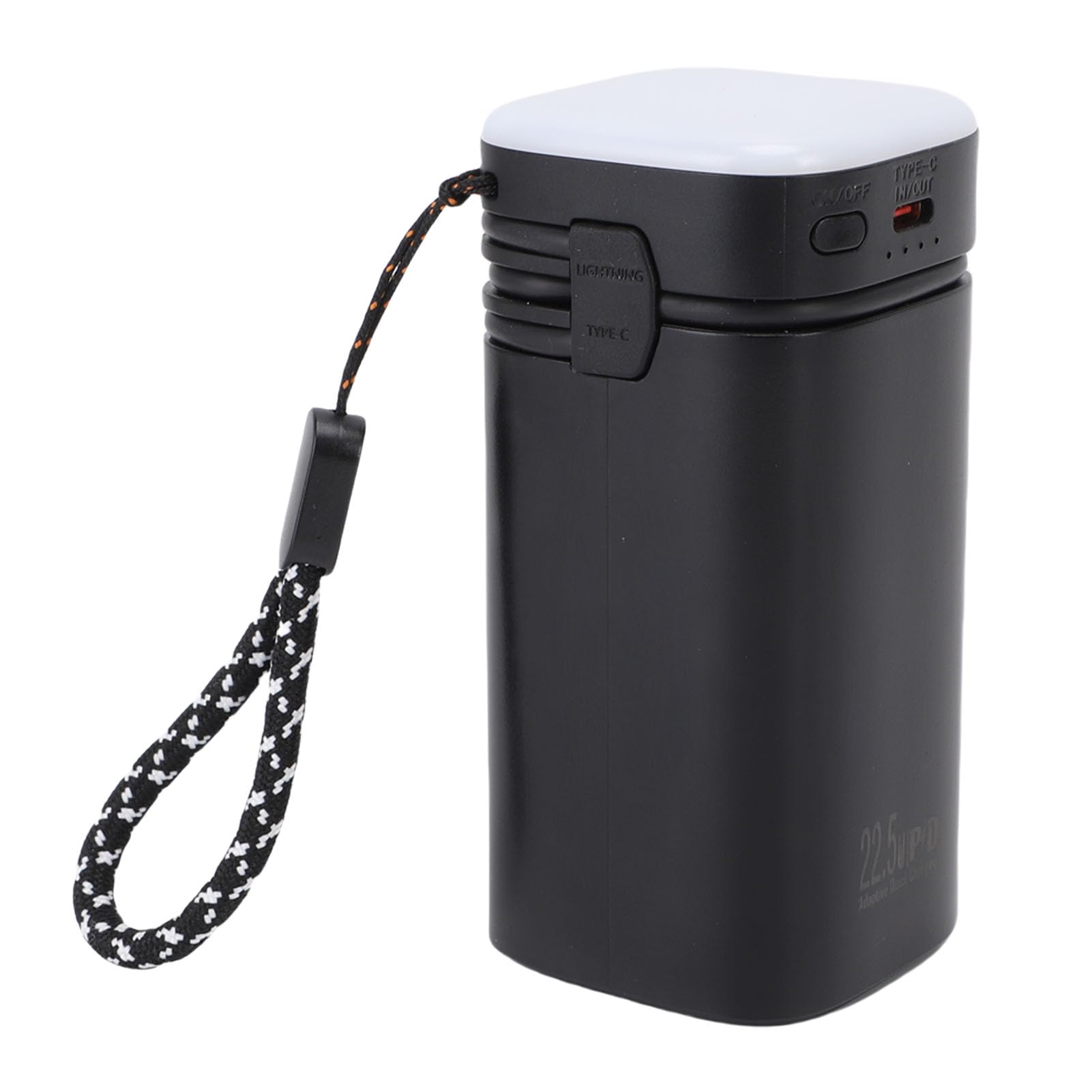 Power Bank Portatile, Stazione di Alimentazione Ad Alta capacità da 20000 MAh con Luci da Campeggio, 3 Livelli di luminosità e Cavo Integrato, 4 Uscite per Campeggio Ed Emergenza