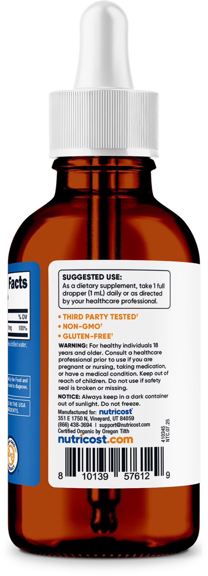 Nutricost Organic Ionic Zinc Drops (11mg) 4 fl oz, 120 Servings, Non-GMO — Amazon image 4