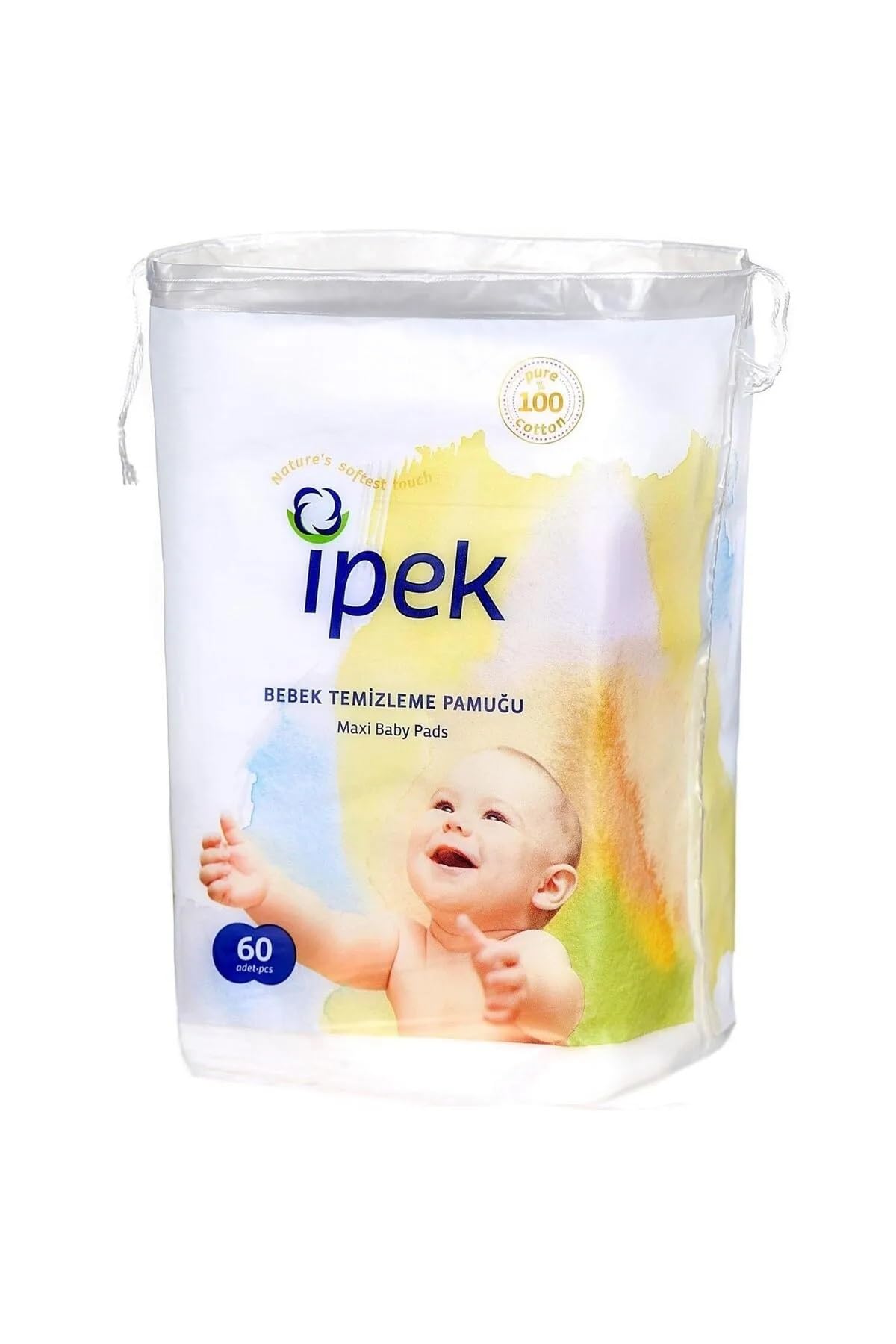 İpek Bebek Temizleme Pamuğu, Beyaz, 60 Adet