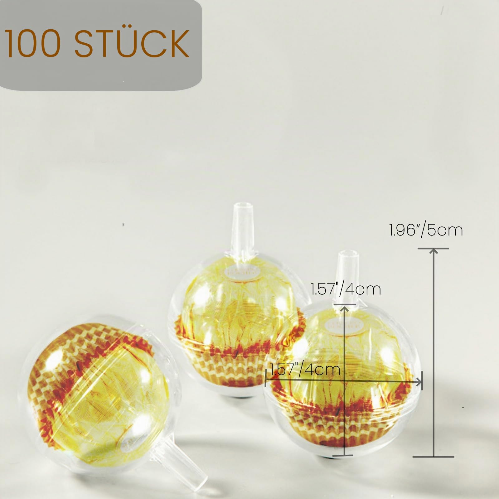 100 Stück Schokoladenhalter, transparente Kugeln, Acryl-Schokoladenhalter, Schokoladenhalter, Schokoladenstrauß, Blumenhalter, Schokoladenhüllen, geeignet für selbstgemachte Schokoladensträuße,