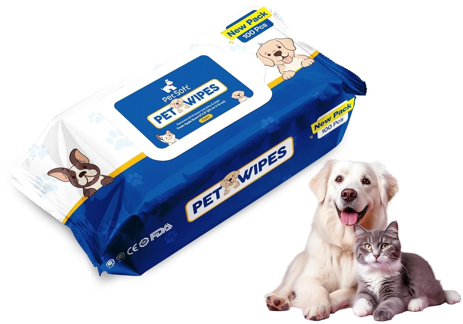 Little HuskY Premium pet Soft Wipes for Dogs, Puppies and cat -Gentle Cleaning Ear,Paws | Sanitizing & Grooming | 100% Biodegradable | Hypoallergenic Formula-Size- 6"x 8" - Pack of 100 Wipes (B0D1YF2FF3) Amazon Price History, Amazon Price Tracker
