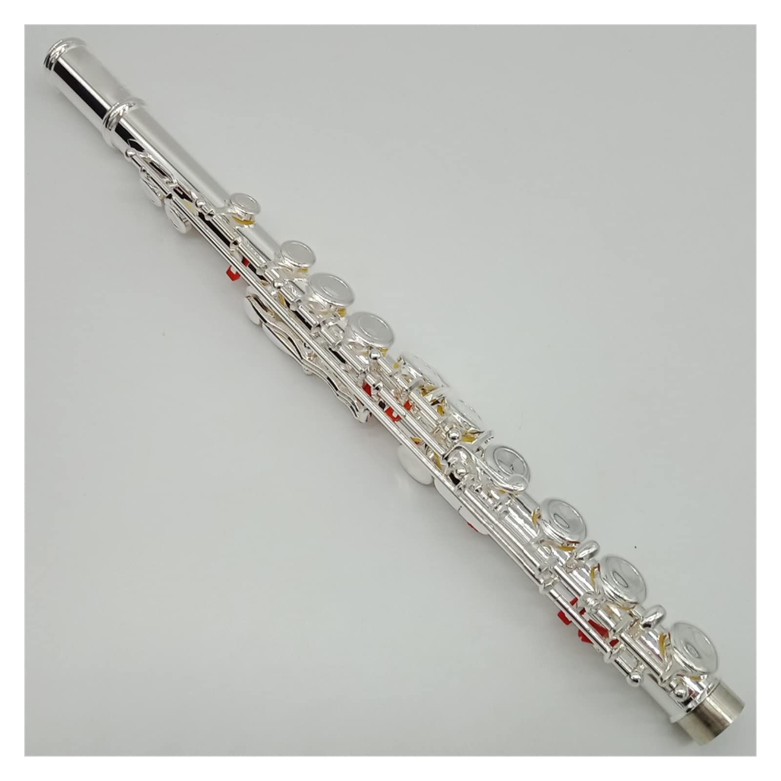 TSTS Flauto traverso Flauto Professionale Strumento per Flauto Placcato Argento Studente Intermedio Flauti con Testata Curva 16 Fori Chiave E Chiusa